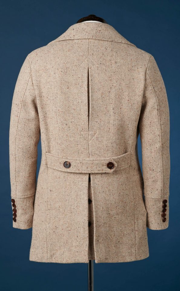 Men’s Oatmeal Donegal Wool Polo Coat.