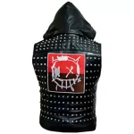 Men’s Punk Spiked Studded Black Leather Vest
