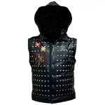 Men's Punk Spiked Studded Black Leather Vest