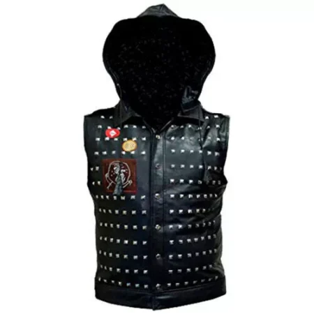 Men's Punk Spiked Studded Black Leather Vest