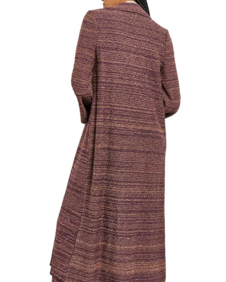 Misook Ultraviolet Tweed Belted Sweater Coa.