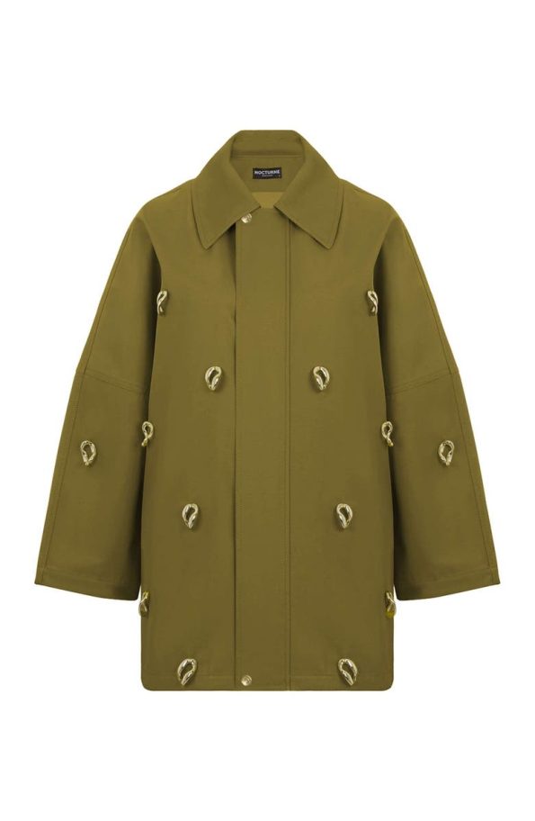 Nocturne Khaki Chained Trench Coat