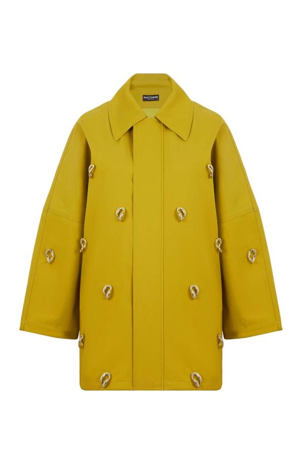 Nocturne Mustard Chained Trench Coat