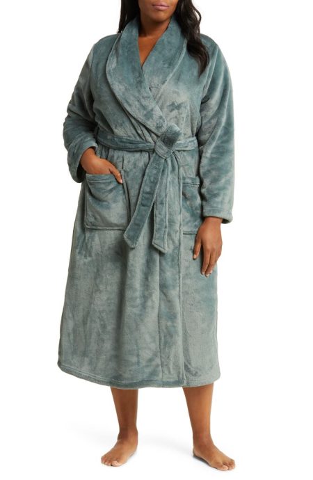 Nordstrom Shawl Collar Plush Green Peacoat