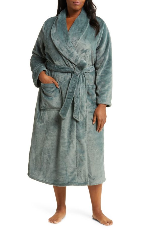 Nordstrom Shawl Collar Plush Green Peacoat