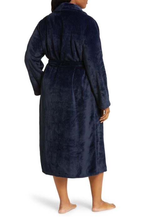 Nordstrom Shawl Collar Plush Navy Blue Peacoat.