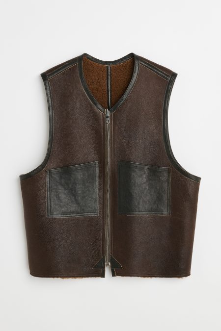 Our Legacy Men’s Reversible Brown Shearling Vest