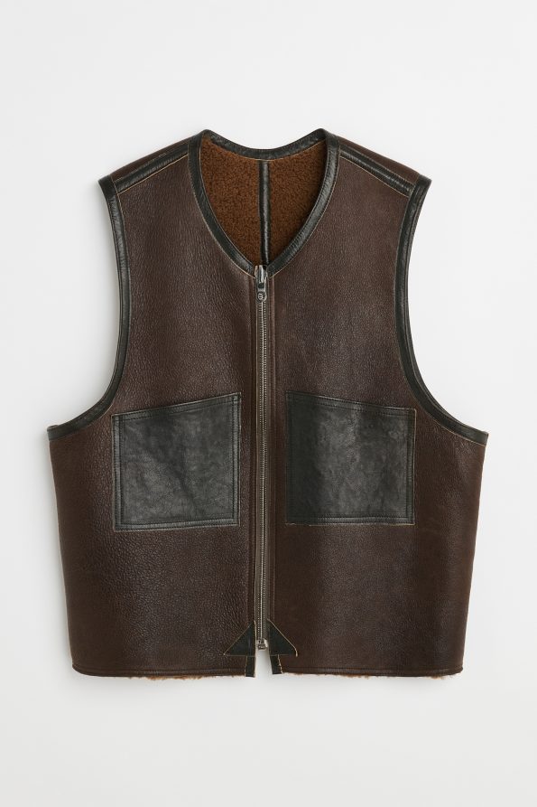Our Legacy Men’s Reversible Brown Shearling Vest