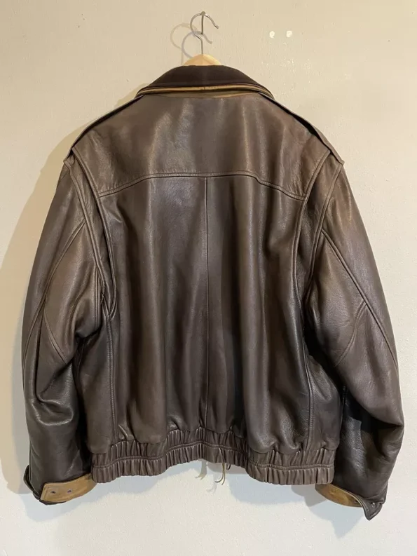 Overland Avenger A-2 Lambskin Leather Brown Bomber Jacket.