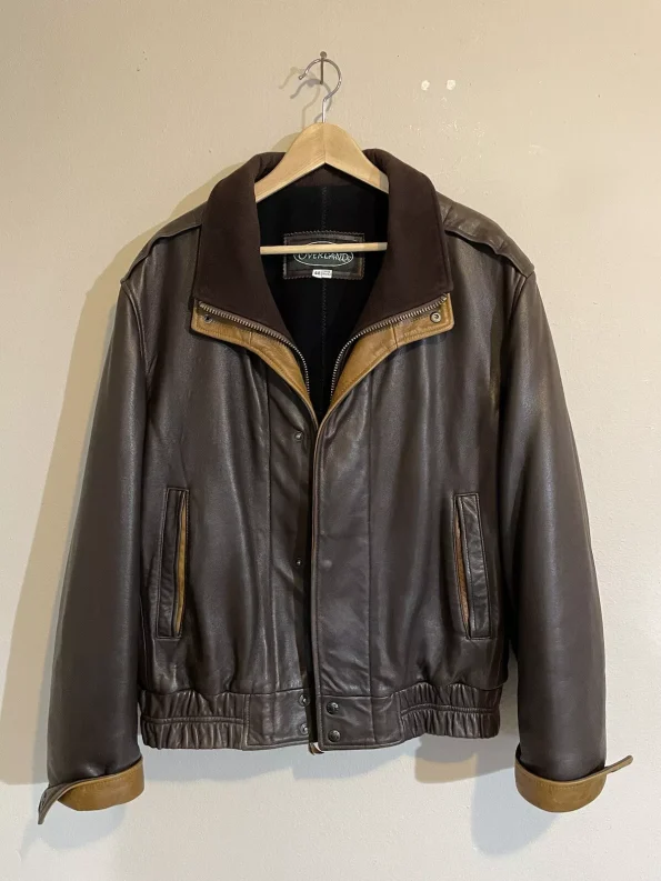 Overland Avenger A-2 Lambskin Leather Brown Bomber Jacket