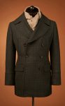Prince Of Wales Dark Green Check Wool Peacoat
