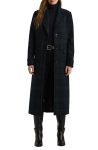 Ralph Lauren Black Watch Reefer Plaid Longline Wool Blend Coat