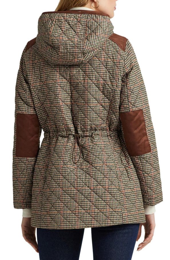 Ralph Lauren Box Houndstooth Quilted Hooded Jacket.