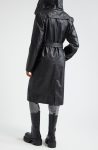 Rick Owens Black Hooded Leather Wrap Coat