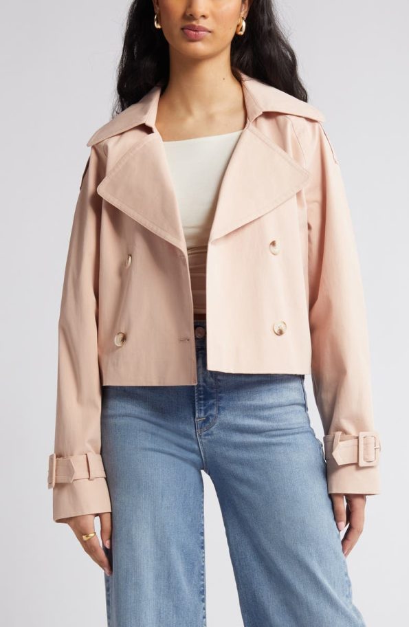 Rue Sophie Blush Enola Crop Trench Coat
