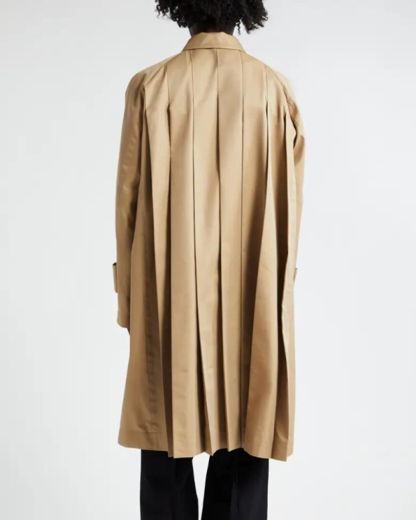 Sacai Oversize Beige Cotton Gabardine Topcoat.