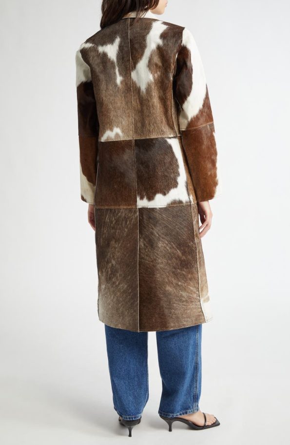 Saks Potts Gio Genuine Calf Hair Brown And White Cow Coat.
