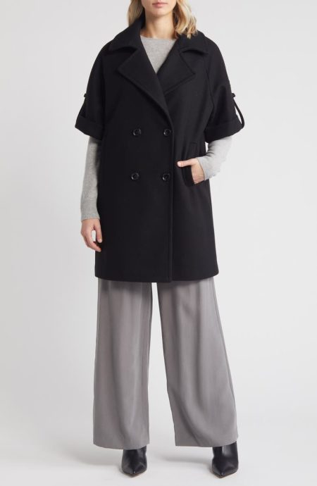 Sam Edelman Black Double Breasted Cape Coat