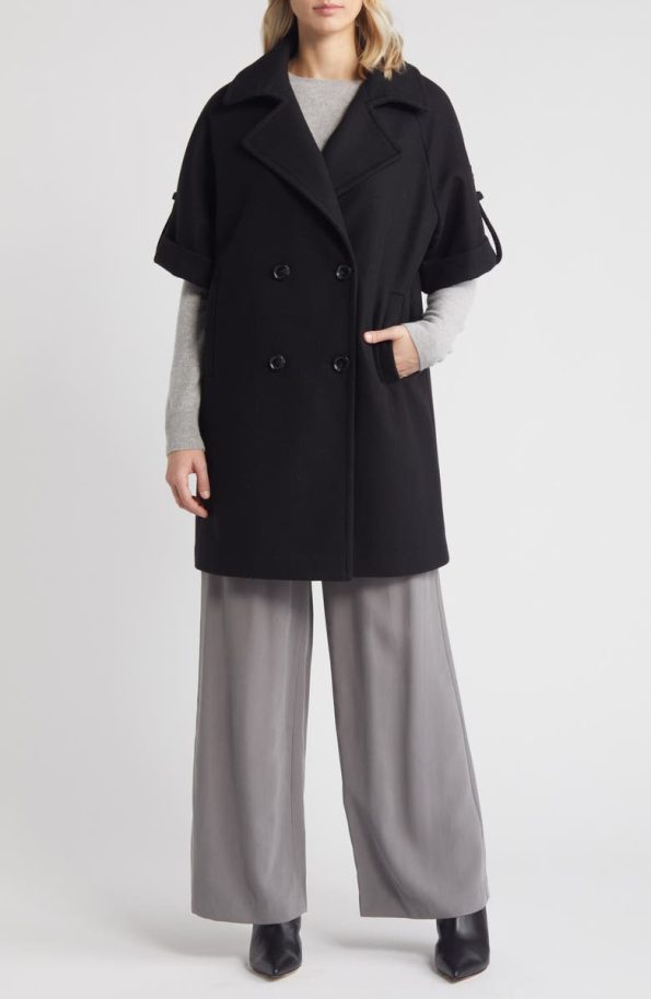 Sam Edelman Black Double Breasted Cape Coat