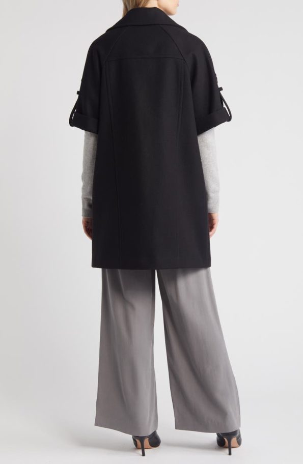 Sam Edelman Black Double Breasted Cape Coat.