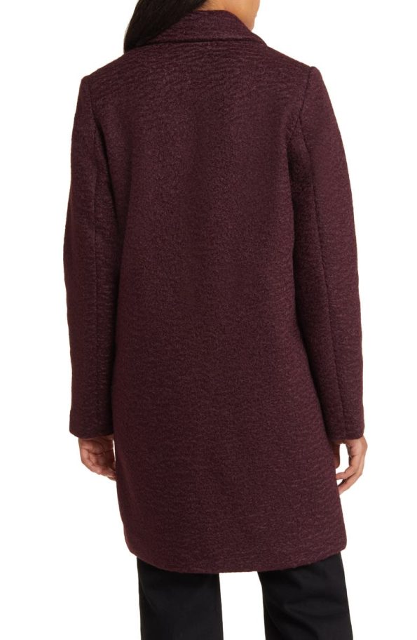 Sam Edelman Bouclé Burgandy Tweed Double Breasted Coat.
