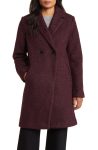 Sam Edelman Bouclé Burgandy Tweed Double Breasted Coat