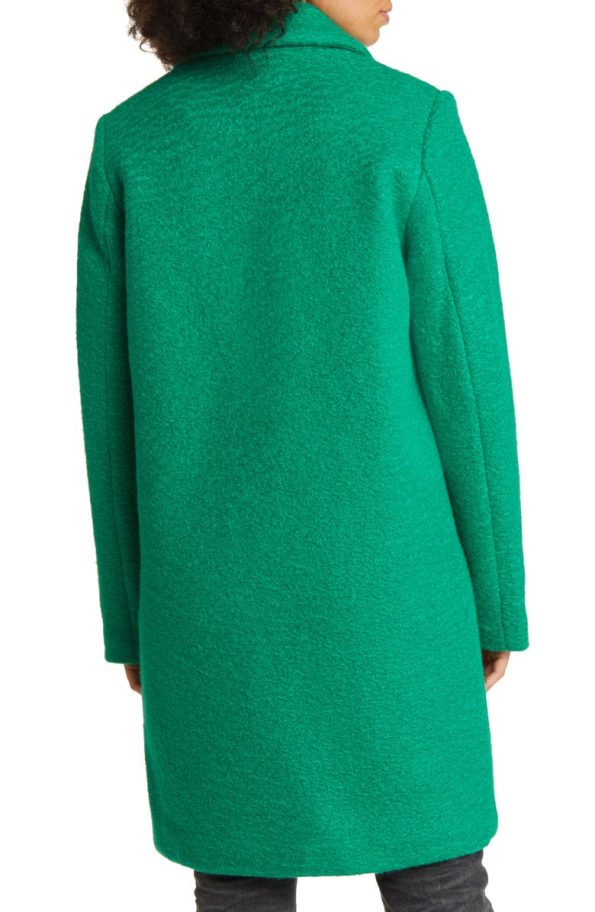 Sam Edelman Bouclé Green Tweed Double Breasted Coat.