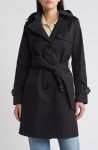 Sam Edelman Cotton Blend Trench Coat With Removable Hood