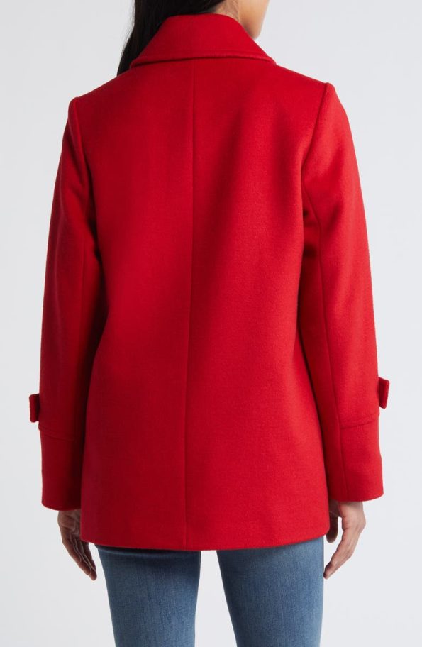 Sam Edelman Crimson Red Wool Blend Peacoat.