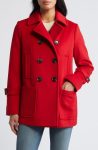 Sam Edelman Crimson Red Wool Blend Peacoat