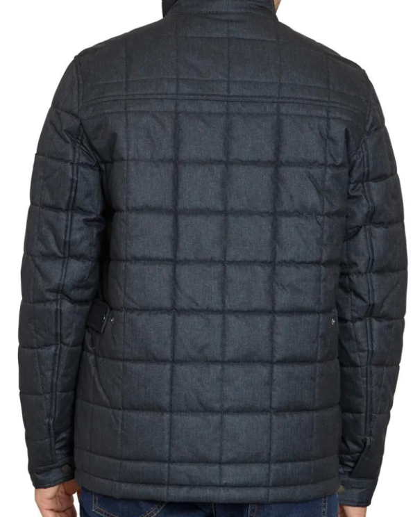 Sam Edelman Dark Charcoal Faux Leather Trim Box Quilt Coat.