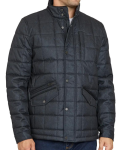 Sam Edelman Dark Charcoal Faux Leather Trim Box Quilt Coat