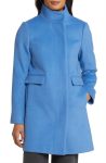 Sam Edelman Lake Blue Longline Wool Blend Coat
