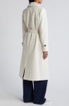 Sam Edelman Modern Ivory Double Breasted Belted Trench Coat