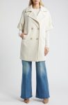 Sam Edelman Modern Ivory Double Breasted Cape Coat