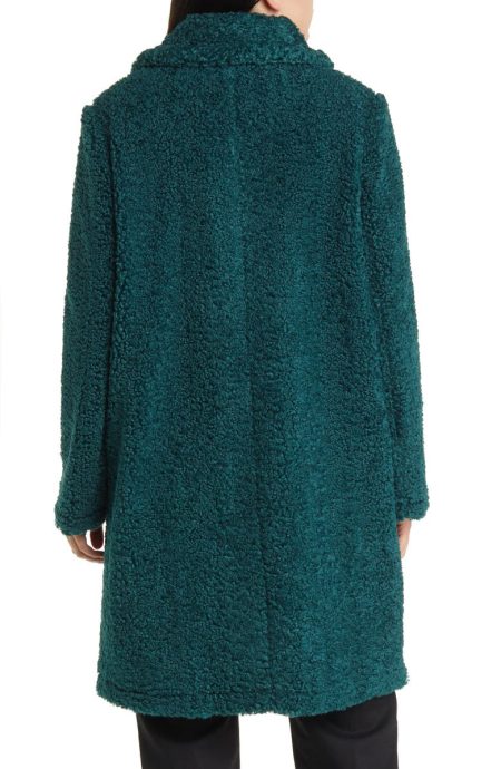Sam Edelman Peacock Green Longline Teddy Coat