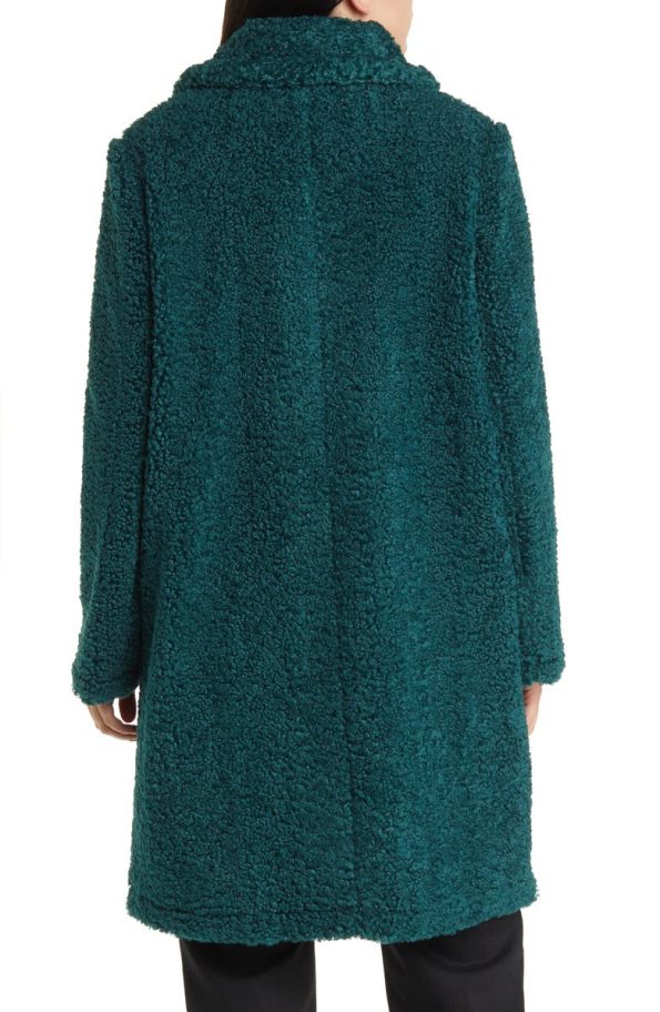 Sam Edelman Peacock Green Longline Teddy Coat