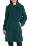 Sam Edelman Peacock Green Longline Teddy Fleece Coat