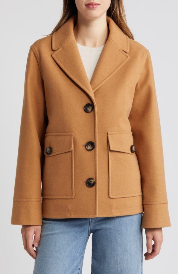 Sam Edelman Stable Brown Patch Pocket Short Coat