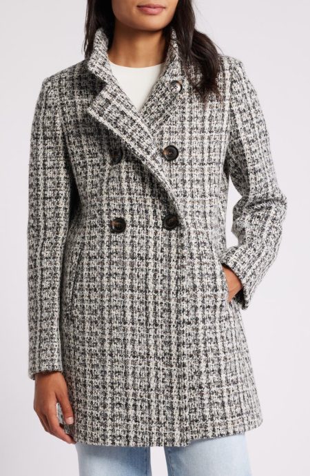 Sam Edelman Stand Collar Double Breasted Coat