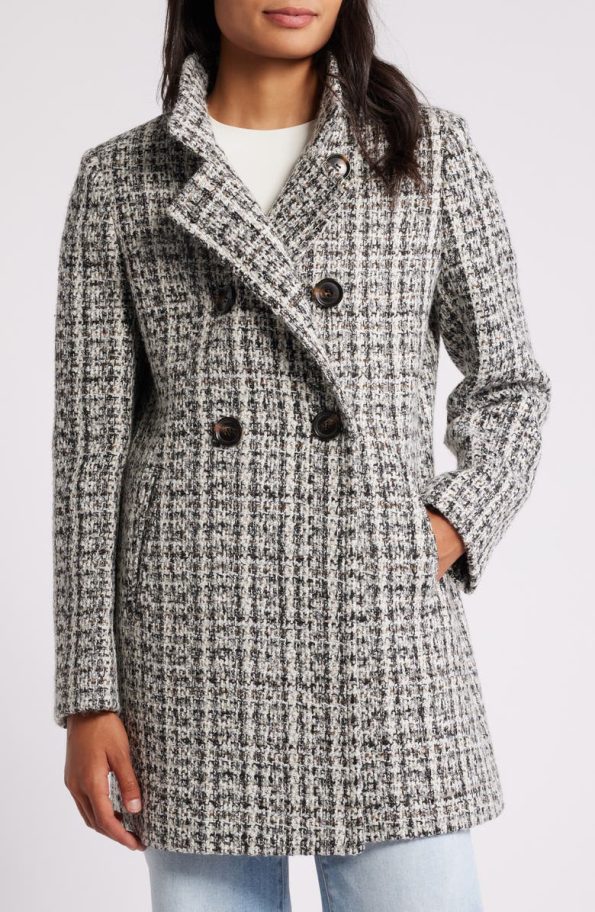 Sam Edelman Stand Collar Double Breasted Coat