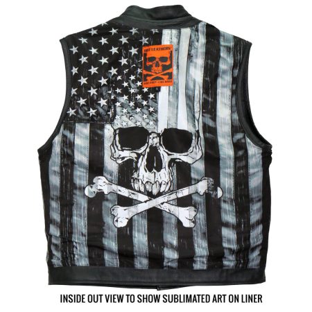 Skull Flag Liner Carry Conceal Hot Leather Vest.