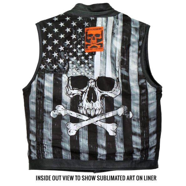 Skull Flag Liner Carry Conceal Hot Leather Vest.