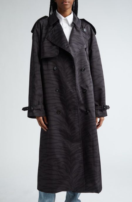 Stella Mccartney Tiger Print Nylon Trench Coat