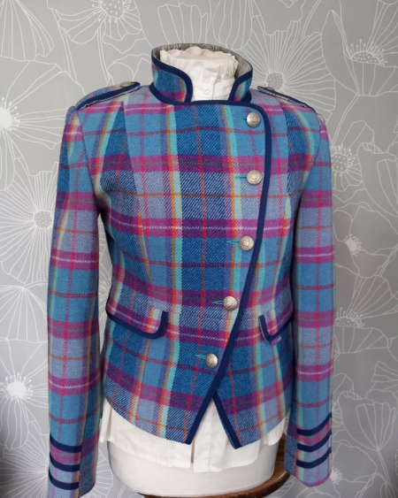 Stuning Designer Scottish Tweed Tartan Military Jacket