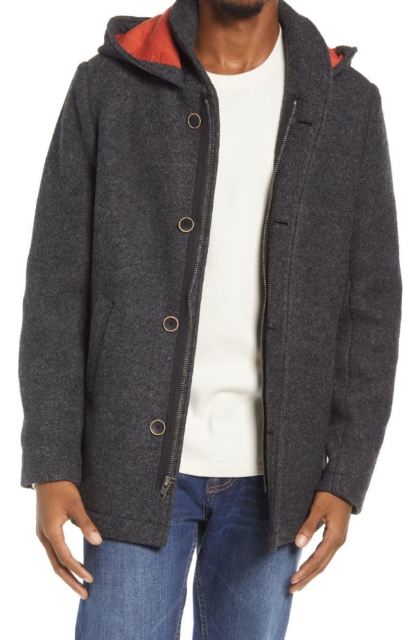 The Normal Brand Grey Balboa City Hooded Peacoat