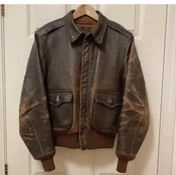 The Real Mccoy's A-2 Mighty Eighth Brown Leather Flight Jacket.