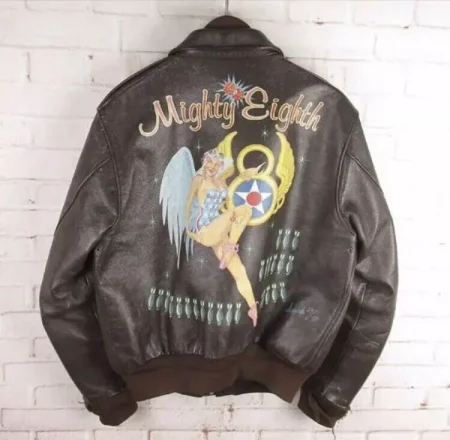 The Real Mccoy's A-2 Mighty Eighth Brown Leather Flight Jacket