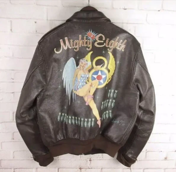 The Real Mccoy's A-2 Mighty Eighth Brown Leather Flight Jacket