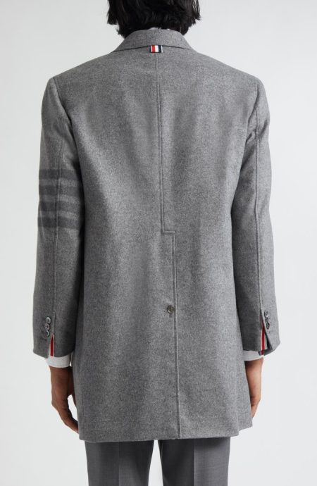 Thom Browne 4-bar Patch Pocket Cashmere Felt Topcoat.